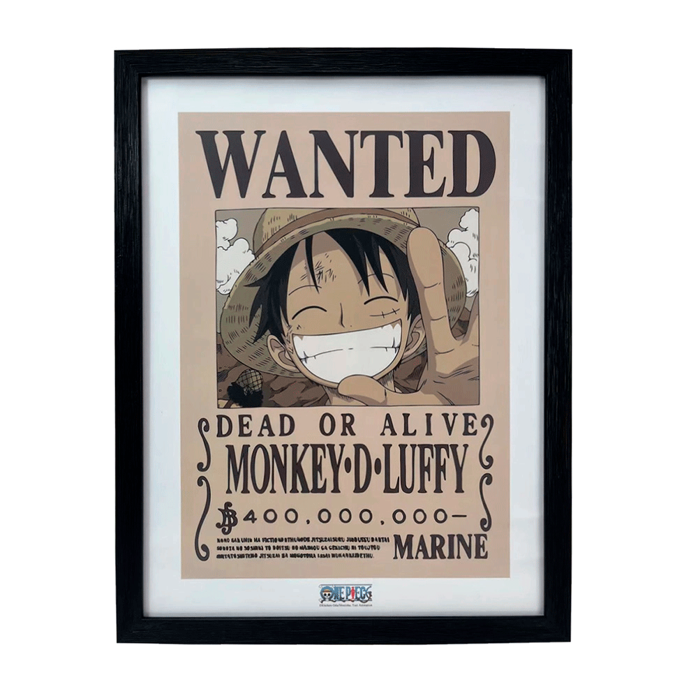 Cuadro Enmarcado One Piece – Cartel de Recompensa Luffy (43 x 33 cm)