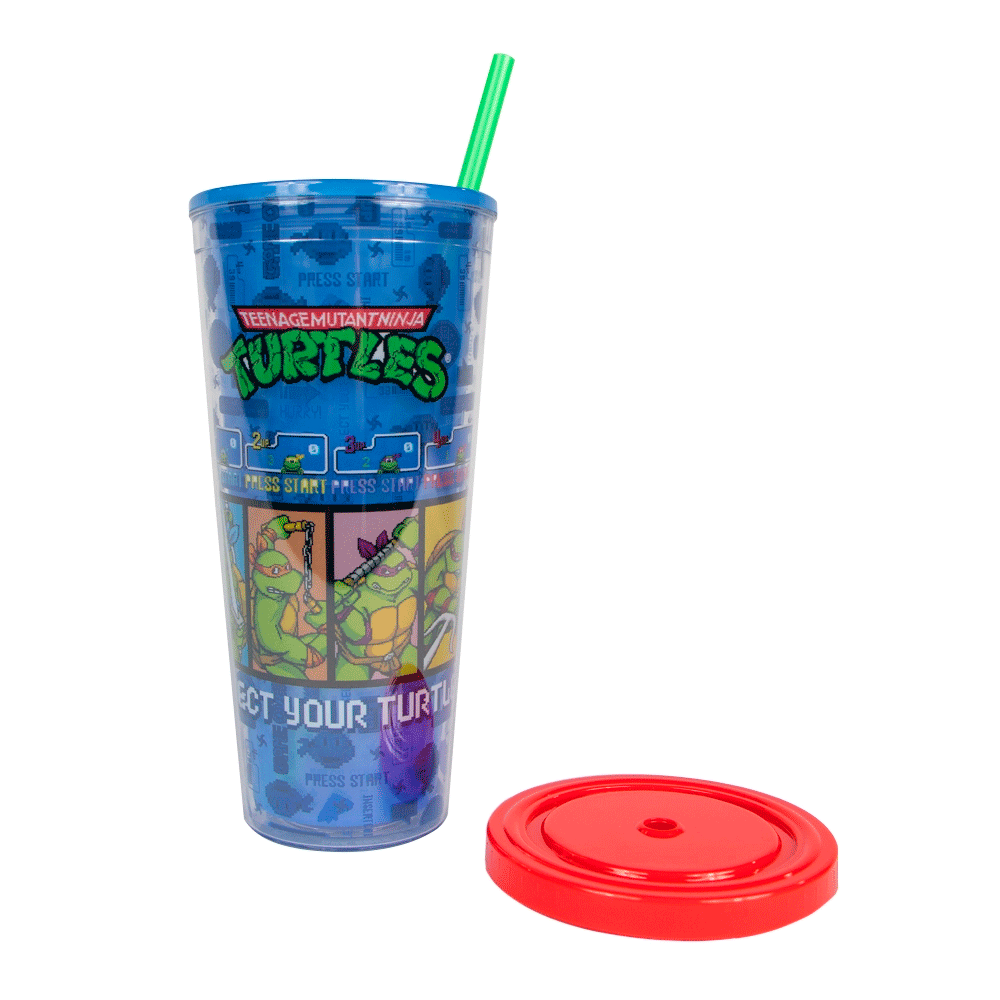 Vaso con Popote y Tapa – Tortugas Ninja (24 oz)