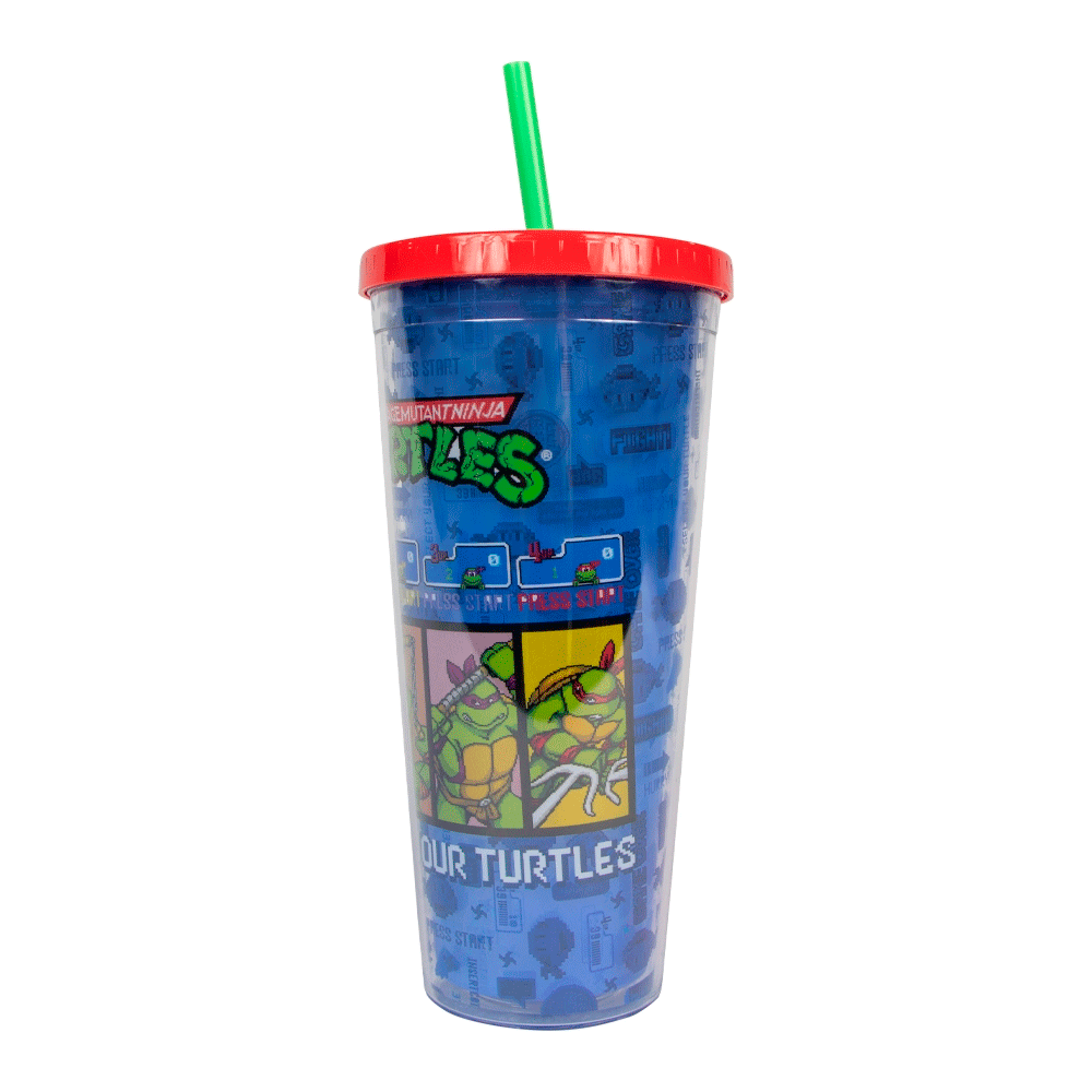 Vaso con Popote y Tapa – Tortugas Ninja (24 oz)