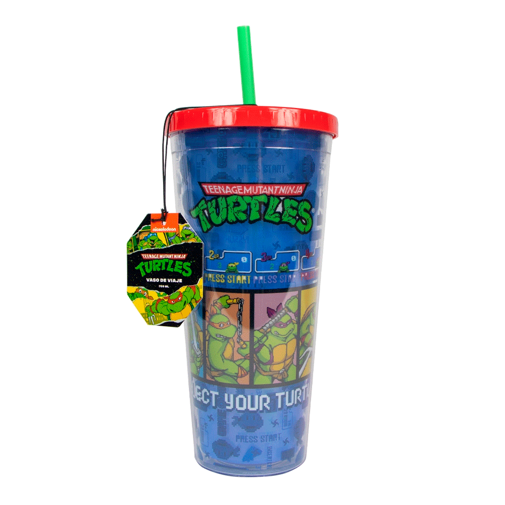 Vaso con Popote y Tapa – Tortugas Ninja (24 oz)