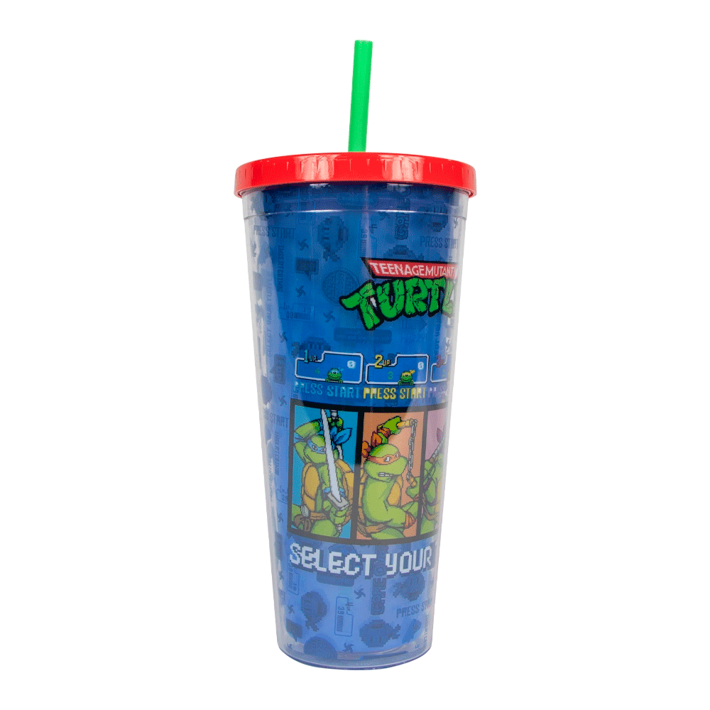 Vaso con Popote y Tapa – Tortugas Ninja (24 oz)