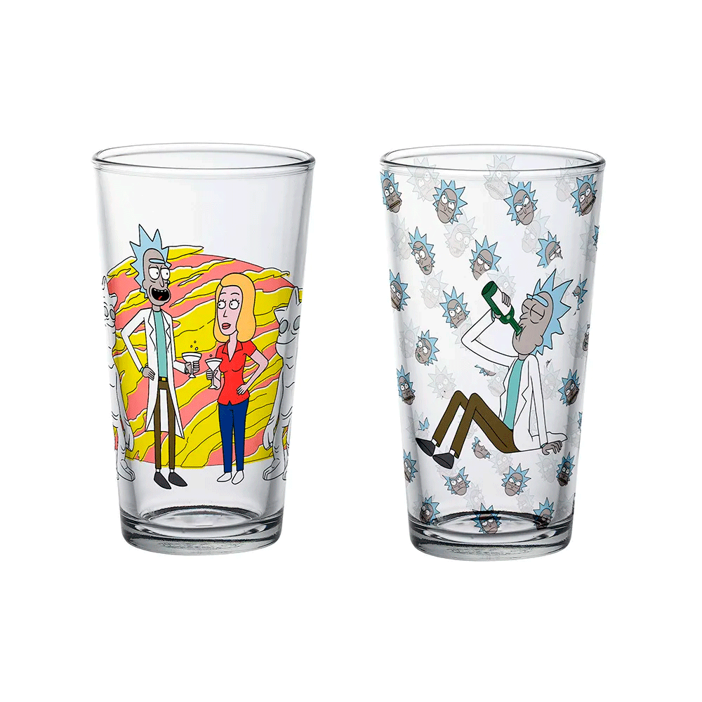Set de Vasos de Vidrio – Rick and Morty Season 4 (4 Pack, 500 ml)