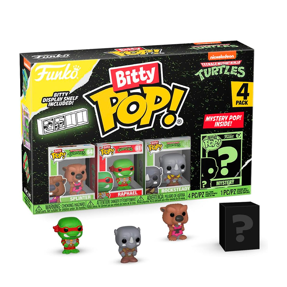 Funko Bitty Pop - TMNT – Splinter, Raphael, Rocksteady + Misteriosa