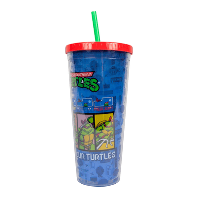 Vaso con Popote y Tapa – Tortugas Ninja (24 oz)