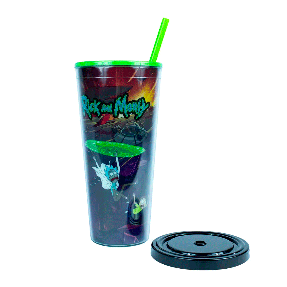 Vaso con Popote y Tapa – Rick and Morty (24 oz)