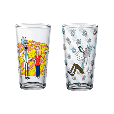 Set de Vasos de Vidrio – Rick and Morty Season 4 (4 Pack, 500 ml)