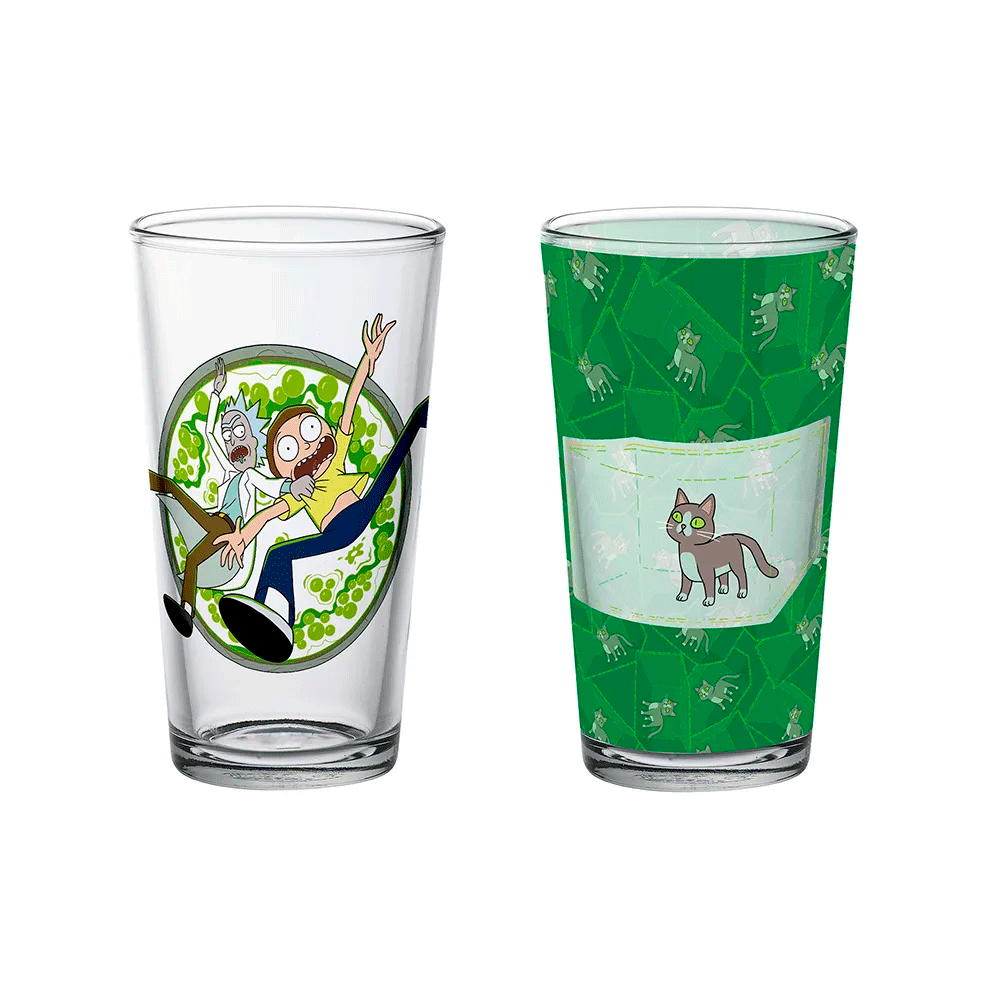 Set de Vasos de Vidrio – Rick and Morty Season 4 (4 Pack, 500 ml)